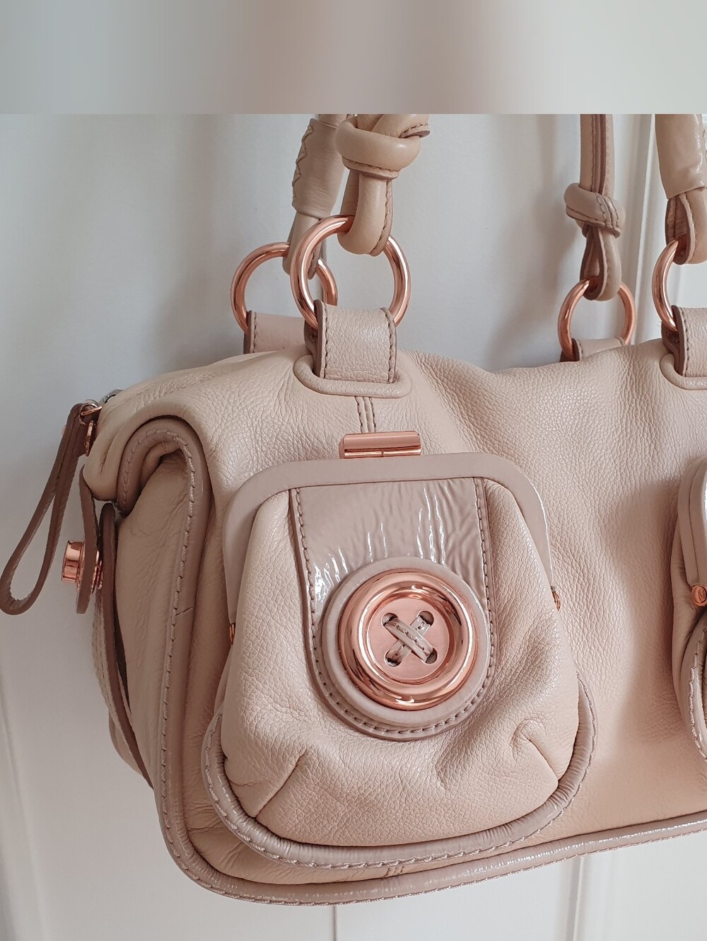 Mimco leather rose-gold accent handbag